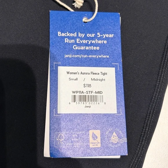 Janji Aurora Fleece Tight Insulated Leggings Black Winter Run Small - Picture 5 of 10